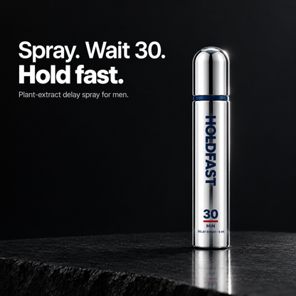 HOLDFAST delay spray — Spray. Wait 30. Hold fast.