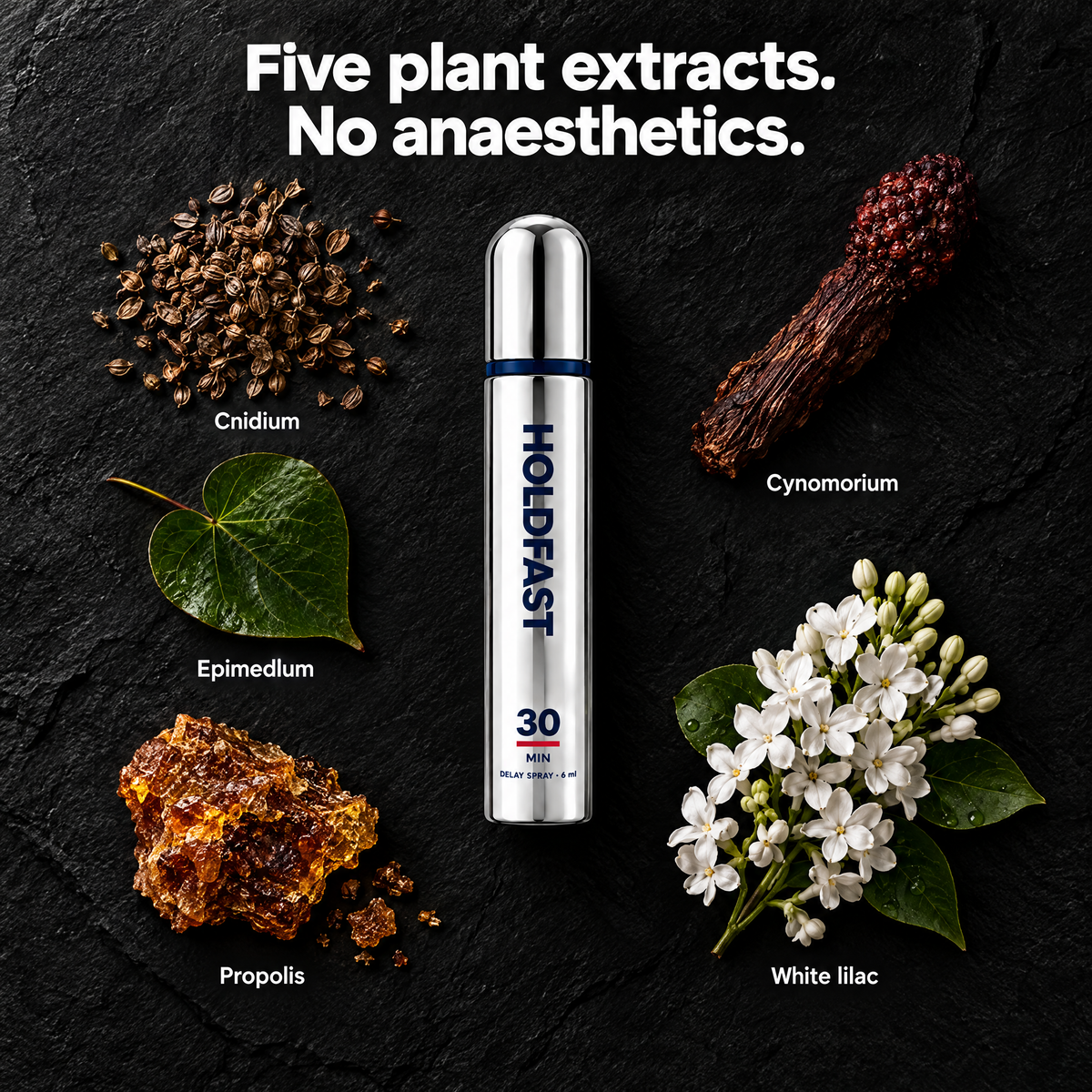 Five plant extracts, no anaesthetics
